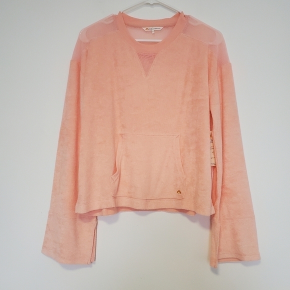 C&C California Peach Mesh and Terry cloth Crewneck Sweater - Picture 2 of 15